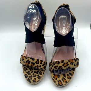 Jolimall‎ Leopard Wedge Espadrille Sandals 9
